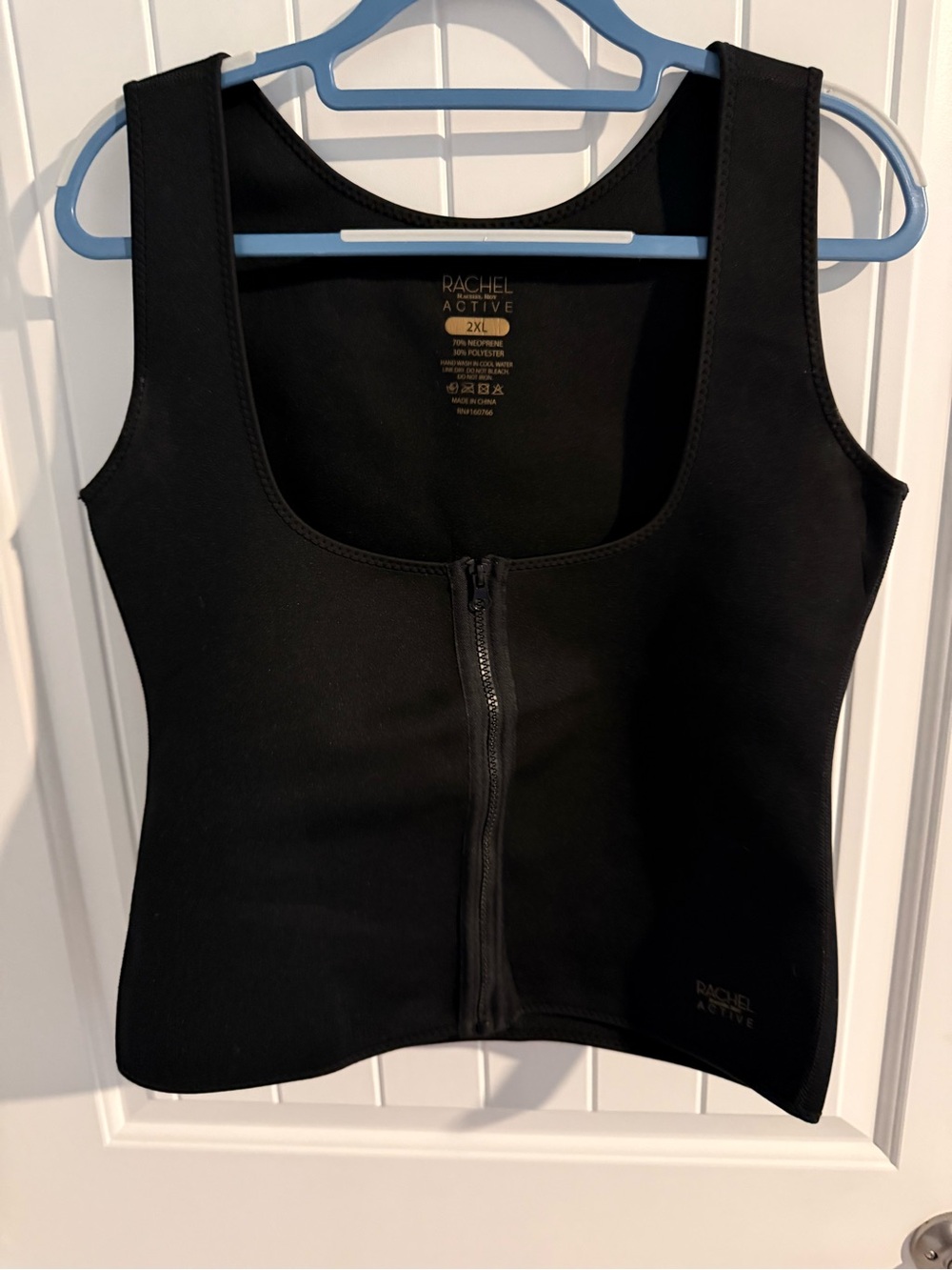 Rachel Roy Active Waist Trainer Vest Black Front Zip Neoprene Shapewear 2XL